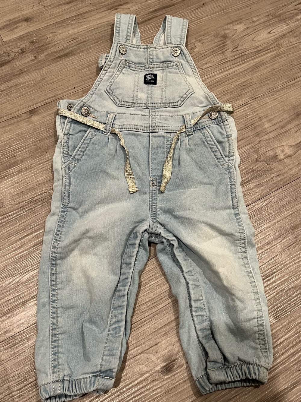 OshKosh B'gosh Light Blue Denim Kids Overalls with Silver Belt